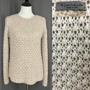 Anthropologie Elsamanda Open Knit Begie Sweater Italy Sz M